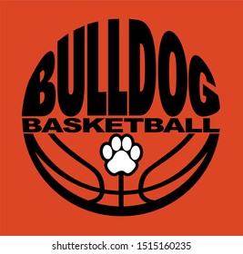 bulldog basketball team design with half ball and paw print for school, college or league