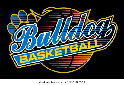 bulldog basketball team design in script with ball for school, college or league