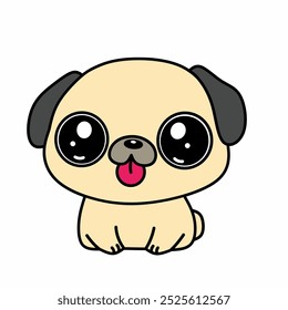 Dibujos animados de Bulldog en Ilustración vectorial de estilo kawaii.