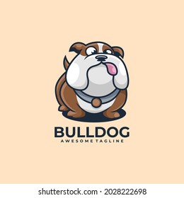 Bulldog cartoon logo design vector flat color