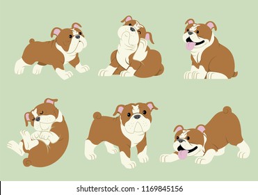 bulldog cartoon set