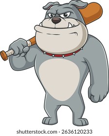 Bulldog character holding baseball bat vector illustration