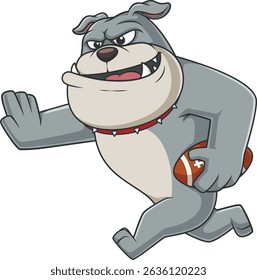 Bulldog character playing American football vector illustration