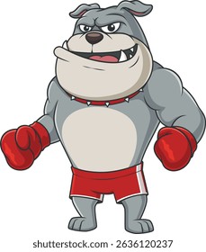Bulldog character wearing boxing gloves vector illustration