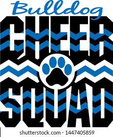 Bulldog Cheer Squad With Chevrons And Paw Print For School, College Or League