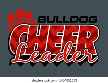 bulldog cheerleader team design with chevrons and paw print for school, college or league