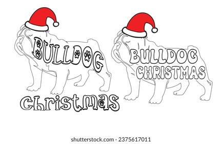 Camiseta navideña Bulldog Diseño. amante de Bulldog.