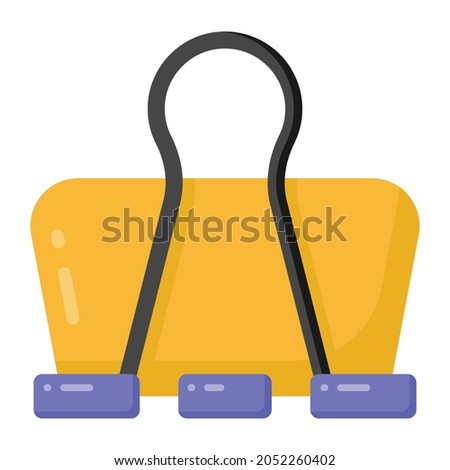 Bulldog clip icon, vector of binder in editable flat style 