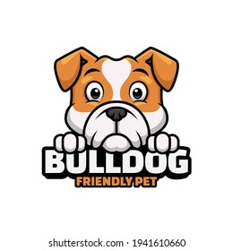 Bulldog Cute Cartoon Dog Logo for Pet Shop Pet Care Animal