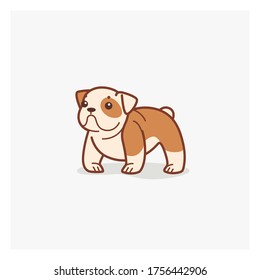 Bulldog. Cute dog character. Vector illustration in cartoon style for poster, postcard.