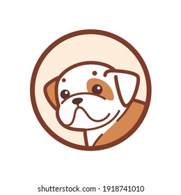 Bulldog. Cute dog character. Vector illustration in cartoon style for poster, postcard.