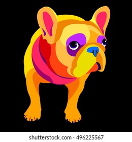 bulldog, dog, animal, french, vector, illustration, pet, breed, cute, drawing, puppy