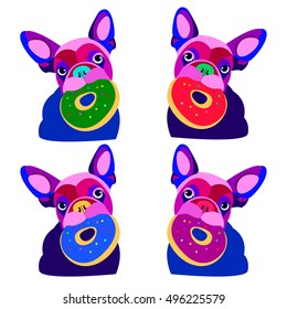 bulldog, dog, animal, french, vector, illustration, pet, breed, cute, drawing, puppy