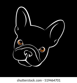 bulldog, dog, animal, french, vector, illustration, pet, breed, cute, drawing, puppy