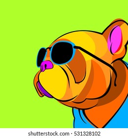 bulldog, dog, animal, french, vector, illustration, pet, breed, cute, drawing, puppy