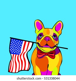 bulldog, dog, animal, french, vector, illustration, pet, breed, cute, drawing, puppy