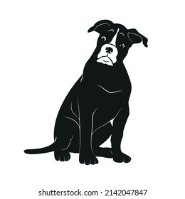 bulldog Dog animal Silhouette Vector Illustration.