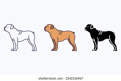 Bulldog Dog Breeds illustration icon