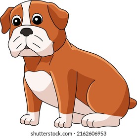 Bulldog Dog Cartoon Colored Clipart Illustration