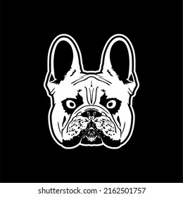 Bulldog Dog Head Vector Illustration, For Petshop Logo, Sticker Design Or Souvenir Pin