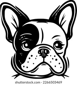 Bulldog, dog head, vector illustration, black color, vector image