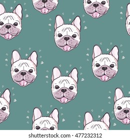 bulldog, dog pattern - vector illustration