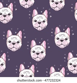 bulldog, dog pattern - vector illustration
