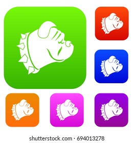 Bulldog dog set icon in different colors isolated vector illustration. Premium collection