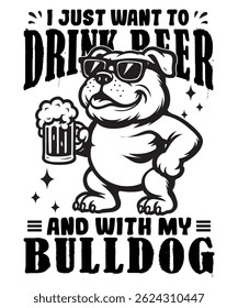 Bulldog Trinken Bier Vektor Art Design 