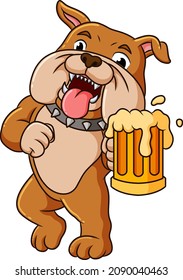 The bulldog is drinking the root beer in the festival of illustration