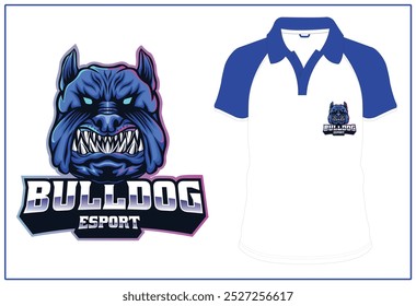 Bulldog e sports logo, t shirt mock ups illustration vectors