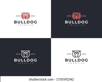 bulldog emblem, bulldog angry, bulldog logo stock ilustration