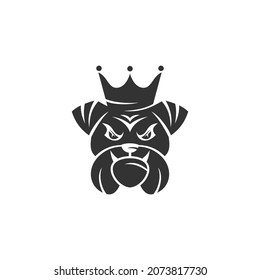 Bulldog Face with Crown Illustration Template icon 
