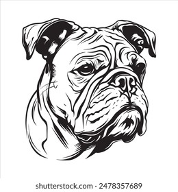 Bulldog face silhouette vector art illustration