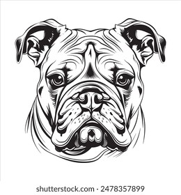 Bulldog face silhouette vector art illustration