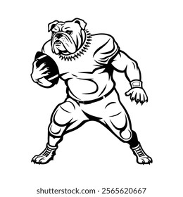 Bulldog Football Hero Vector Silhouette.