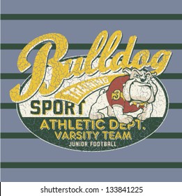 Bulldog football team - Artwork for children wear in custom colors - Grunge effect in separate layer