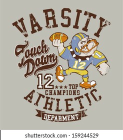 Bulldog football team - Artwork for children wear in custom colors - Grunge effect in separate layer