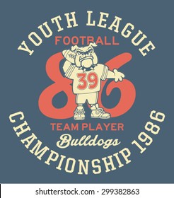 Bulldog football team - Artwork for children sport wear in custom colors 