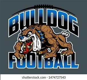 bulldog football team design with full body mascot for school, college or league