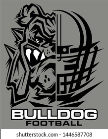 bulldog football team design with half mascot and helmet for school, college or league