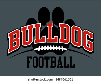 bulldog football team design with large paw print for school, college or league