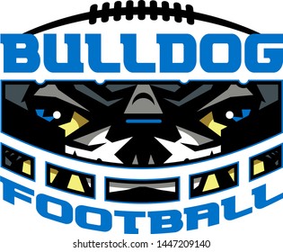 bulldog football team design with mascot wearing facemask for school, college or league