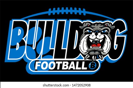 bulldog football team design with mascot head and paw print for school, college or league