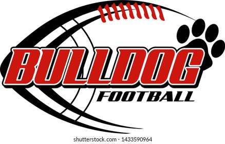 bulldog football team design with paw print and ball for school, college or league