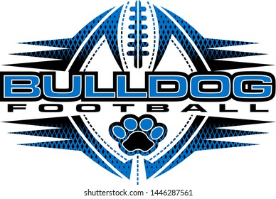 bulldog football team design with paw print and ball for school, college or league