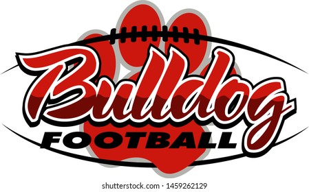 bulldog football team design with paw print for school, college or league