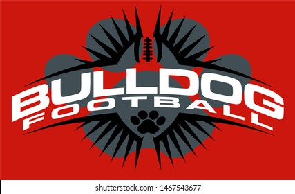 bulldog football team design with paw print and ball for school, college or league