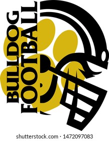 bulldog football team design with paw print and helmet for school, college or league