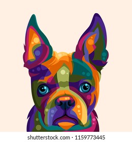 Bulldog Frances Pop Art Vector Illustration